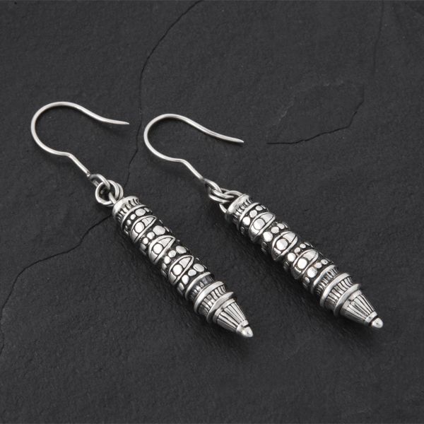 01. Geo-001 - Sterling Silver Drop Earrings